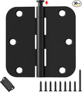Black Door Hinges - 30 Pack 3.5 Inch Rounded with 5/8" Radius Matte Black Door Hinges for Interior and Exterior Doors - Heavy Duty 3 1/2" Residential Door Hardware
