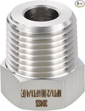 METALLIXITY 3PCS 1/2" Male NPT x 1/4" FeMale NPT Thread 304 Stainless Steel Hex Bushing Extension Tube Adapters Convert for Water Tub Spout/Shower
