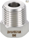 METALLIXITY 5PCS 1/2" Male NPT x 1/4" FeMale NPT Thread 304 Stainless Steel Hex Bushing Extension Tube Adapters Convert for Water Tub Spout/Shower