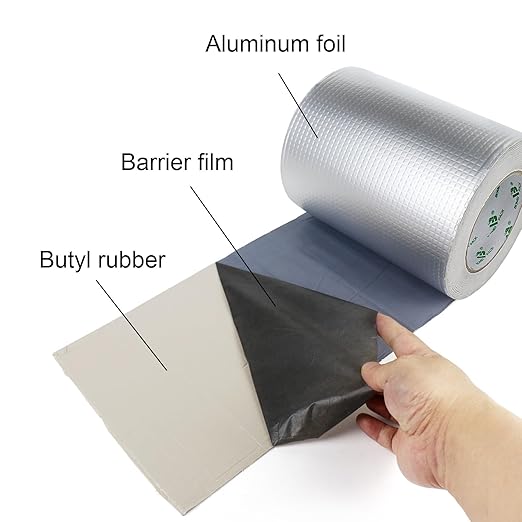 BOMEI PACK Butyl Tape, Waterproof 8" W X 16.4'L, Multi-Use Leak Repair for Boat and Pipe Sealing, HVAC Ducts, Roof Crack, RV, Awning, Window Sealing, Upgraded Leak Proof Butyl, 1Pack