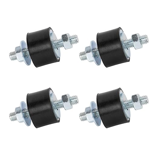 Rubber Studs Shock Absorber M8 30x20mm 4 Pack Anti Vibration Rubber Isolator Mounts Cylindrical Vibration Isolation Mount for Air Compressors, Garage Motor, Diesel Engines