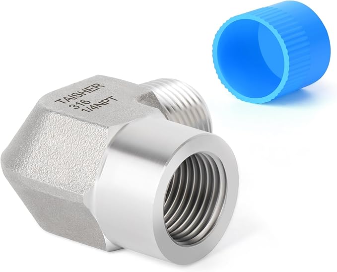 TAISHER 2PCS 316L Stainless Steel 90 Degree Barstock Street Elbow, 1/4" NPT Male to 1/4" NPT Female 316L Stainless Pipe Fitting