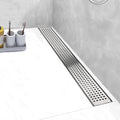 Linear Shower Drain, Drain 18 inch with Removable Grate Cover, Professional AISI 304 Stainless Steel Shower Floor Drain, Shower Drain with Hair Catcher and Leveling Feet