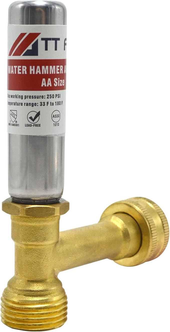 Stainless Steel Water Hammer Arrestor 3/4 Inch Swivel FHT x 3/4 Inch MHT For Washing Machine and garden hose water pipe