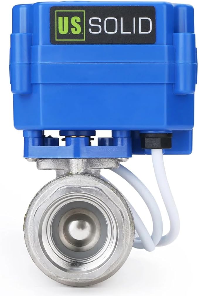 U.S. Solid Motorized Ball Valve- 3/4" Stainless Steel Ball Valve with Full Port, 9-24V AC/DC and 2 Wire Auto Return Setup