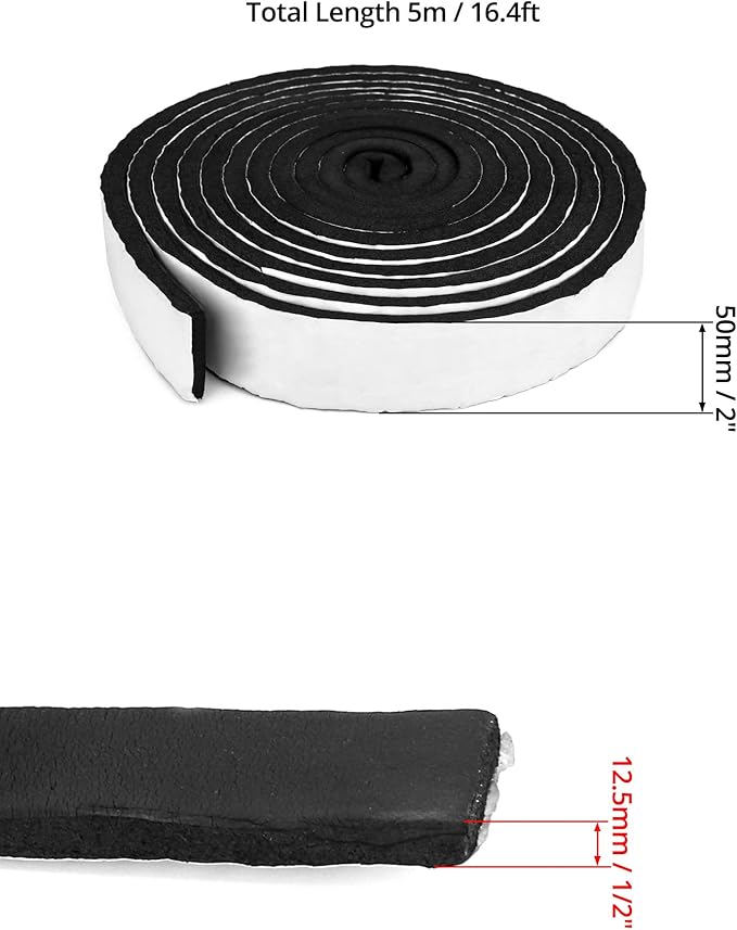 QWORK Pipe Wrap Insulation, Waterproof Foam Insulation Tape Adhesive for Hot or Cold Pipes, 16 Ft Long x 2 Inch Wide x 1/2 Inch Thick