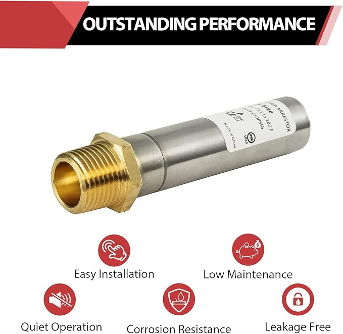 4-Pack EFIELD MH-131, 1/2-Inch MIP Thread Stainless Steel Water Hammer Arrestor For Potable Water Plumbing Application,(HAMMER006-4PCS)