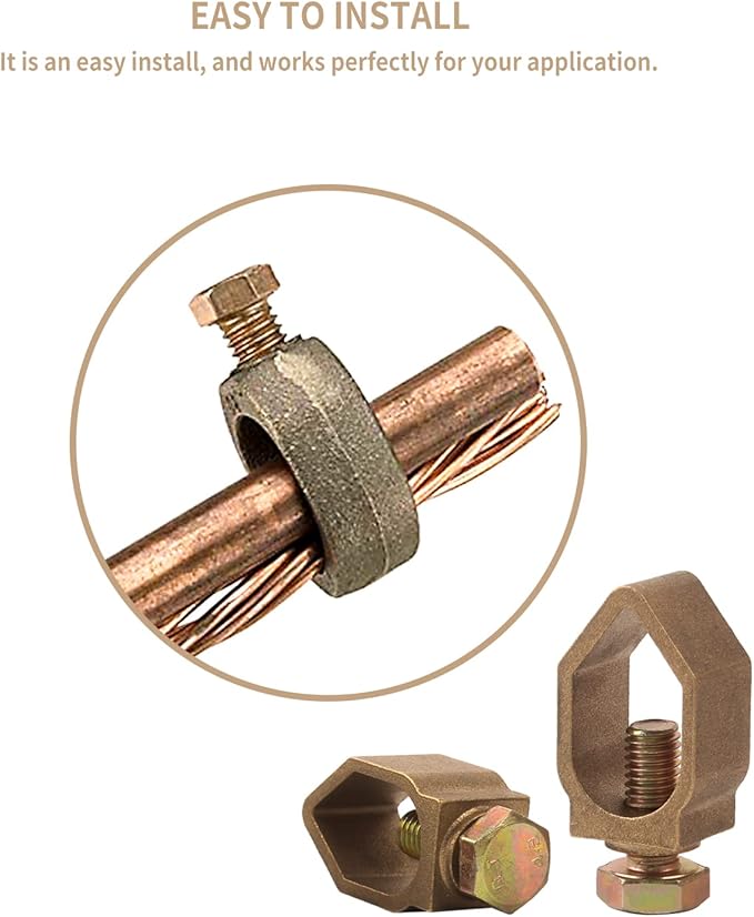 2PCS 5/8-Inch Direct Burial Copper Ground Rod Clamps Grounding Clamp,5/8"