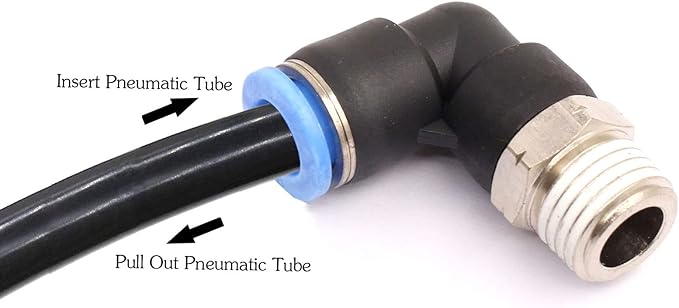 CEKER 1/4 Elbow Male Airlines Push Fittings 90 Degree Push to Connect Fittings Air Fittings, PL 10MM Tubing Od x 1/4" Npt Thread Pneumatic Push In Connectors Quick Connect Tube Fittings 2Packs