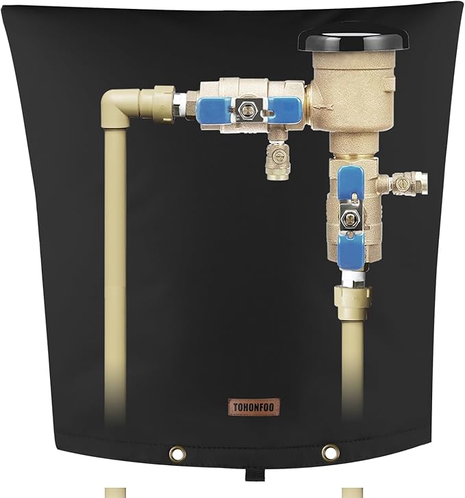Backflow Preventer Pipe Insulation Cover (5°F) - Irrigation Sprinkler Valve Insulated Pouch - Water Well Pump Cover - Sturdy 5 Layers for Winter Freeze Protection, 30" W x 30" H, Black