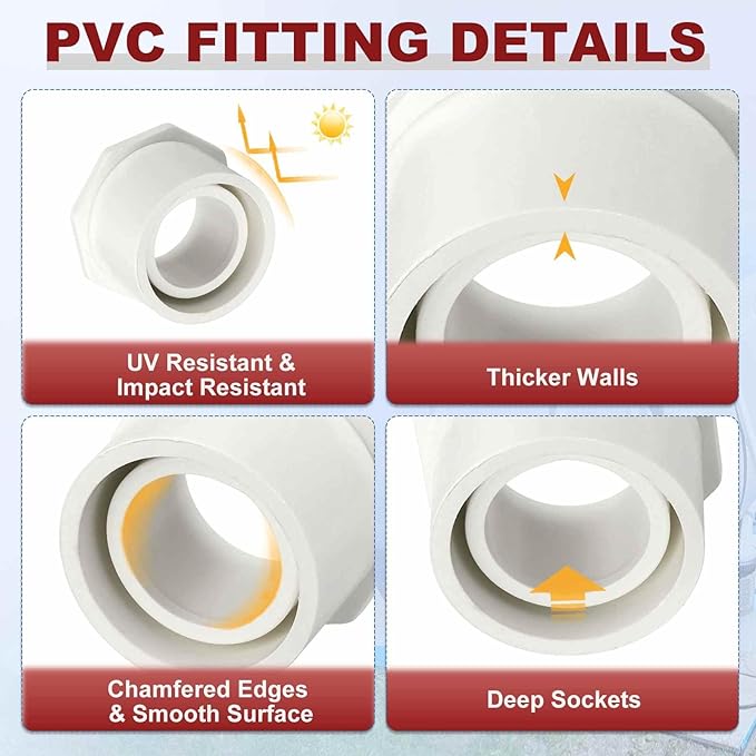 25Pcs 1 1/4" x 3/4" PVC Reducer Bushing Fitting, SCH40 (Spigot x Socket) Furniture Grade PVC Pipe Fitting, Reducer Bush Adapter for Home Sewer Plumbing, Industrial, Pipe Connection