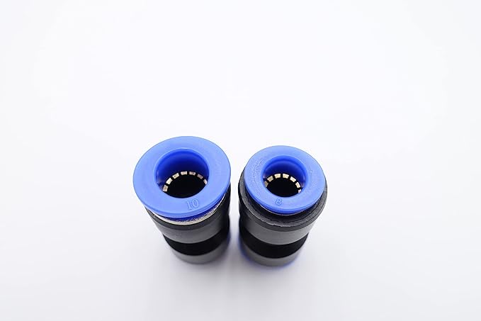 Push to Connect Fitting 10mm Tube OD x 8mm Tube OD Reducer, Pneumatic Air Water Straight Union Two Way Connector/Coupler (Pack of 5)