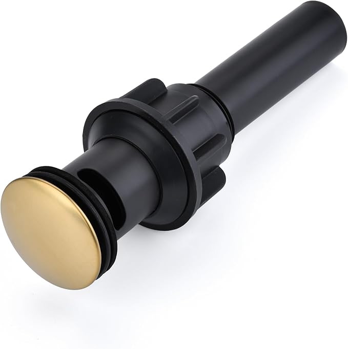 Bathroom Sink Drain with Overflow: Gold Bathroom Sink Drain Stopper for Bathroom Vanity Vessel Sink, Pop-up Sink Drain with Hair Catcher Anti-Clogging Strainer