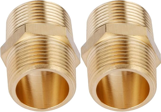 2PCS Brass Nipple Fitting 3/4" × 3/4" NPT Male Hex Adapter by CX WONDERLAND