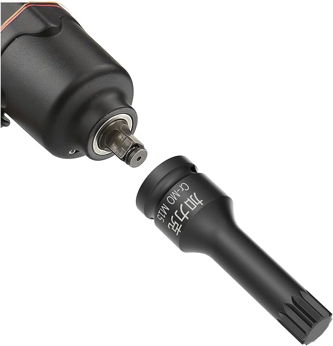 1/2-Inch Drive x M15(15mm） Impact XZN Triple Square Spline Bit Socket, Metric Lengthen Screwdriver Socket Adapter, 3-Inch Length, CR-MO Steel, One-Piece Construction, Black
