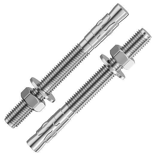 30Pcs 1/2x5 Inch Standard Fasteners for Heavy-Duty 304 Stainless Steel Wedge Anchors for Cement and Concrete