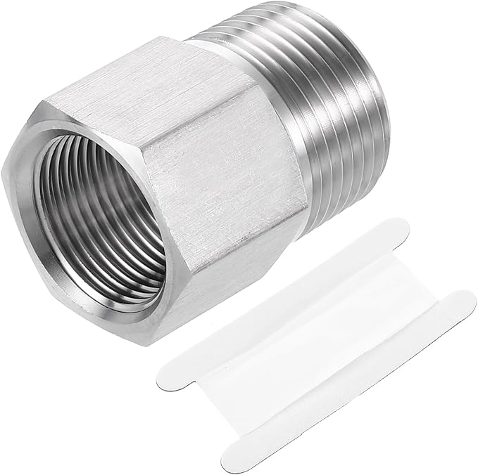 uxcell Pipe Fitting Reducing Adapter, 3/4" NPT Male x M22 Female 304 Stainless Steel Reducer Connector for Water Oil Air Pressure Gauge, Silver