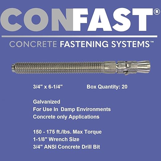 CONFAST 3/4" x 6-1/4" Galvanized Wedge Anchor (Box of 20)