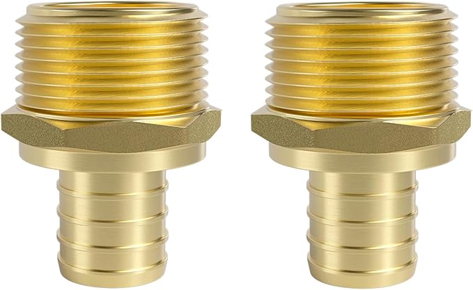 SUNGATOR 2-Pack 1" Pex Male Adapter, No Lead Brass, 1 Inch Pex Fittings