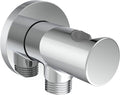 Aquaiaw Wall Supply Elbow with O-Ring Flange, Tapered 1/2 NPT Female Inlet, Solid Brass Wall Union With Handshower Holder, Round Wall Supply Elbow With Hand Held Shower Head Bracket, Polished Chrome