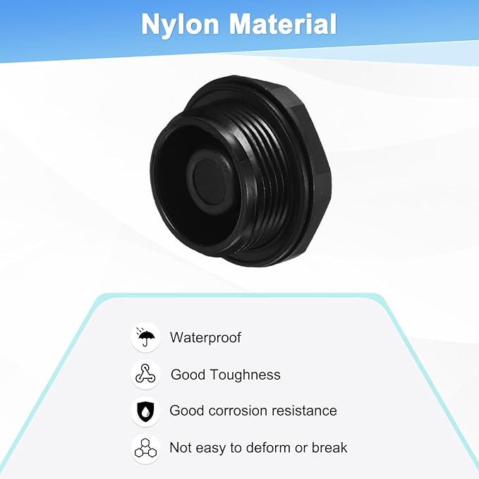 10-Pack Inner Hex Head Pipe Plug End Cap, M25x1.5mm Nylon Garden Hose Stopper Connector Plug with Sealing Ring for Terminating Pipe Ends [Black]