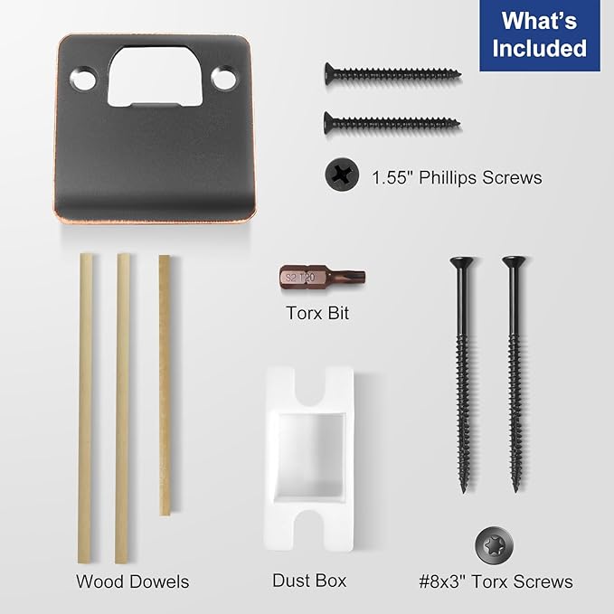 Extended Lip Strike Plate 2-1/4" x 2-1/4", Heavy Duty Version with Reinforced Torx/Star Screws & Bit, Door Latch Extender Striker, Exterior/Interior Restorer Kit (Oil Rubbed Bronze, 1 Pack)