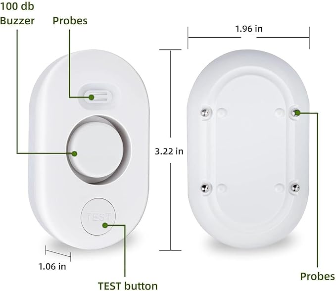 Water Leak Detector Sensor Alarm: Water Flooding Monitor for Home Adjustable Wet Moisture Alert Smart Sink Overflow Monitoring Pipe Leakage Drip Detection Warning for Basement Floor (5*Sensor)