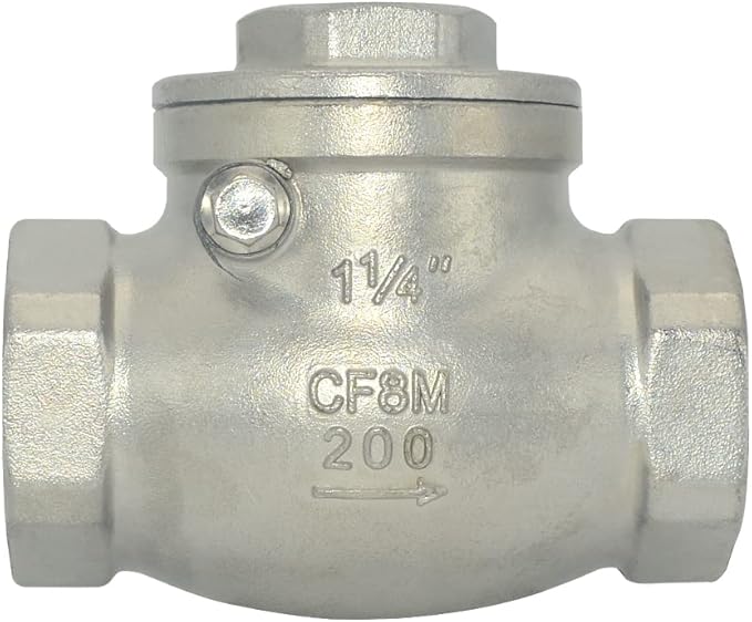 1-1/4" Stainless Steel SS316 Swing Check Valve,NPT Female x Female Thread,WOG 200 PSI PN16 CF8M