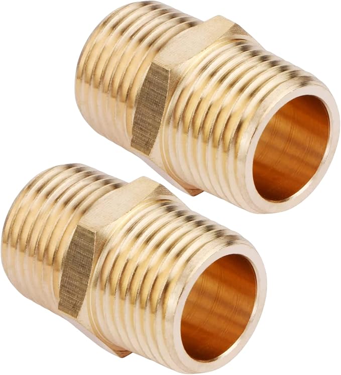 2PCS Brass Nipple Fitting 3/4" × 3/4" NPT Male Hex Adapter by CX WONDERLAND