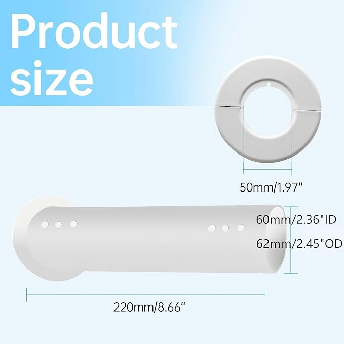 Mini Split Wall Sleeve,2.36"ID AC Sleeve Through The Wall,Mini Split AC Sleeve Trough the Wall Pipe Accessories(8.66inches Length)