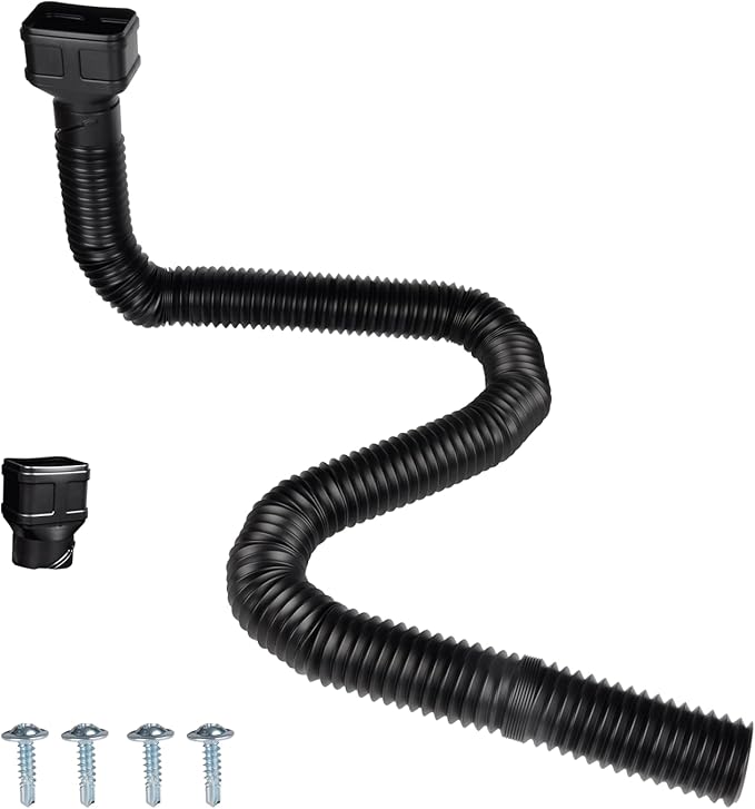 16.5ft Long Downspout Extender, 3.1" OD Gutter Downspout Extensions Pipe for 3"×4" and 2"×3" Downspout, Inside Diameter 2.6 Inches, Flexible Pipe Stretched Length 16.5ft, Black,1-Pack