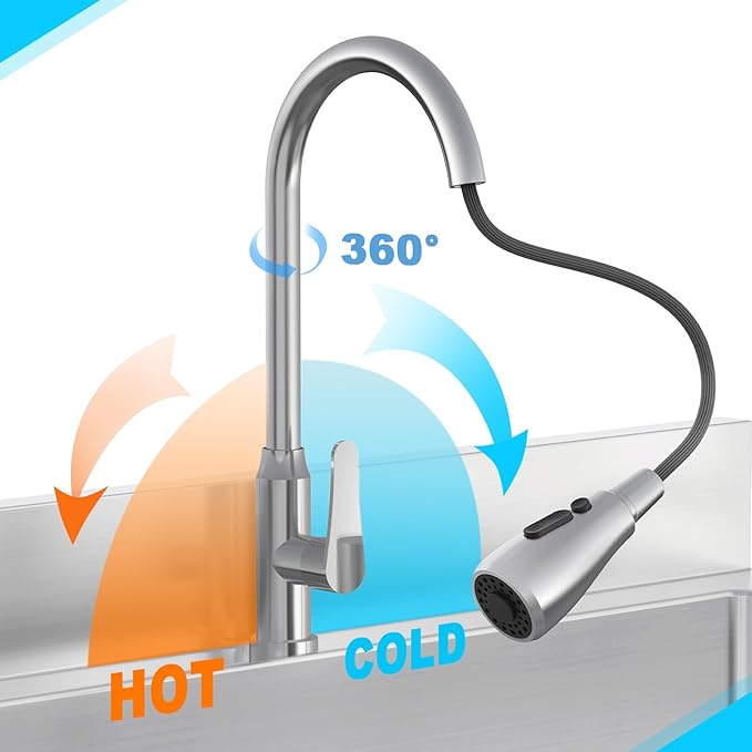 Stainless Steel Utility Sink Single Bowl Freestanding Laundry Sink with Pull-Out Faucet,for Pet Cleaning Laundry Room Farmhouse Indoor and Outdoor Sink