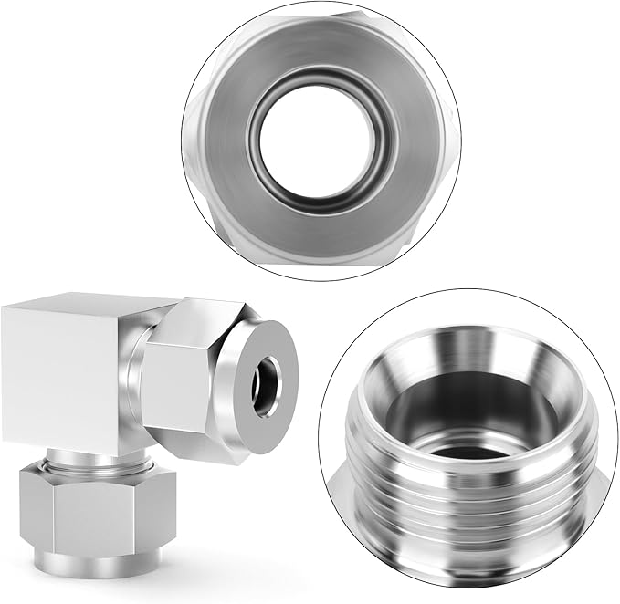 TAISHER 1PCS 304 Stainless Steel Square 90 Degree Compression Tube Pipe Fitting Connector, 3/8" Tube OD x 3/8" Tube OD Adapter