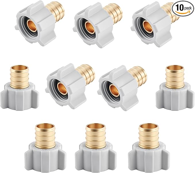3/4" Pex x 1/2" Female NPT Swivel Adapter No-Lead Brass Crimp Fitting,PEX-B Compatible,10-Pack