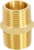 1 Pack Brass Pipe Fittings, 3/4" Male NPT to 3/4" Male NPT Brass Hex Nipple, Male Pipe Adapter Reducer for Air, Oil, LP