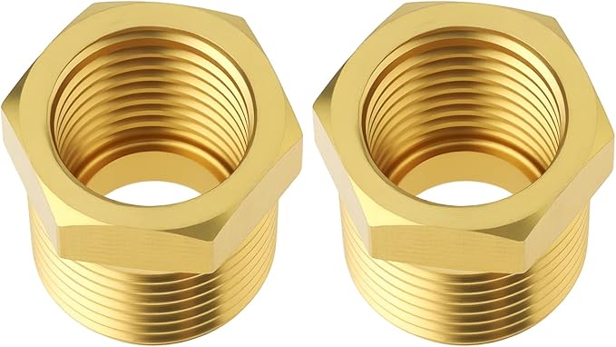 2Pcs 3/8" BSPT Male to 1/4" NPT Female Brass Pipe Fitting Reducer Adapter for Pipes Tubes