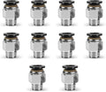 10 Pcs Push-to-Connect Fittings 3/8 Inch Tube OD x 1/4 Inch NPT Thread Pneumatic Male Straight Quick Connect Air line fittings