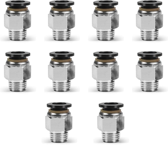10 Pcs Push-to-Connect Fittings 3/8 Inch Tube OD x 1/4 Inch NPT Thread Pneumatic Male Straight Quick Connect Air line fittings