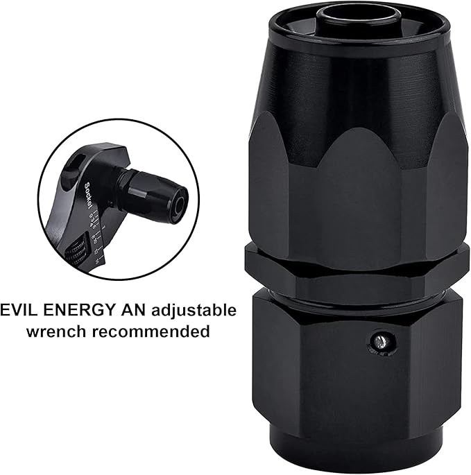 EVIL ENERGY 4AN Hose End Fitting Straight Swivel for CPE Braided Hose Black
