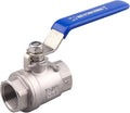 DERNORD Full Port Ball Valve Stainless Steel 304 Heavy Duty for Water, Oil, and Gas with Blue Locking Handles (3/4" NPT)