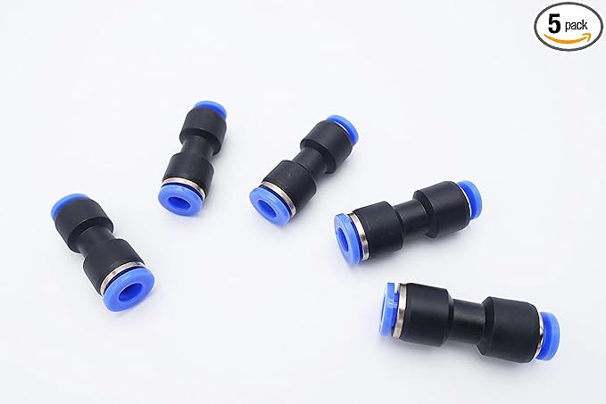 Push to Connect Fitting 6mm Tube OD x 4mm Tube OD Reducer, Pneumatic Air Water Straight Union Two Way Connector/Coupler (Pack of 5)