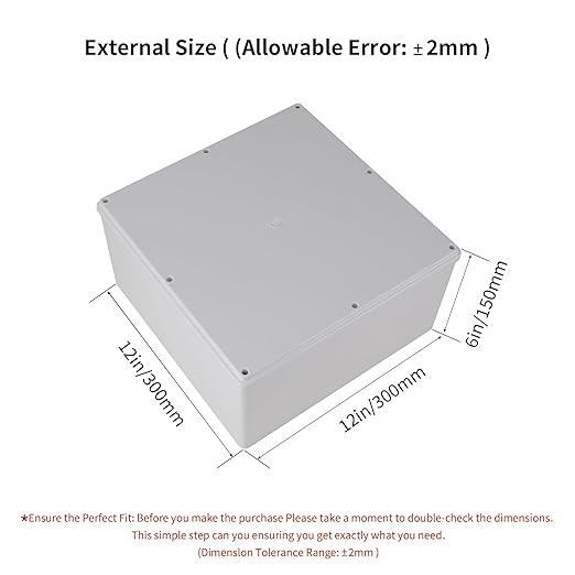 12" x 12" x 6" ABS Plastic Dustproof Waterproof Box IP65 Junction Boxes Project Junction Conduit Box for Electrical Outdoor Enclosure
