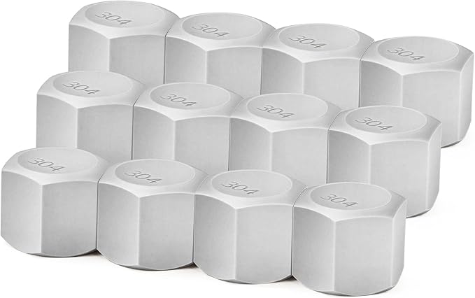 ChillWaves 304 Stainless Steel Pipe Fitting, Hex End Cap Pipe Fitting，1/4" NPT Female，Thread Adapter(12-PACK)