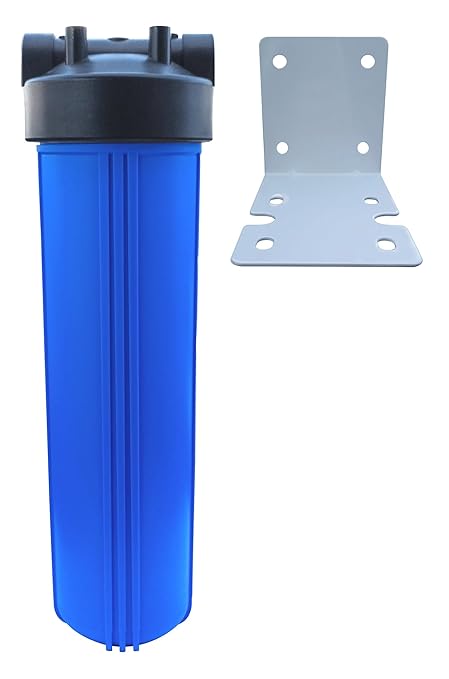 Whole House Water Filter Housing, 20" x 4.5" - Fits Sediment, Carbon or GAC Filters for Well or City Water, 1" NPT Ports, Pressure Release, Wall Mount & Wrench