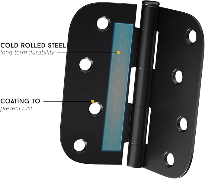 GoldenWarm 18-Pack Black Matte 4in x 4in Heavy Duty Hinges for Interior & Exterior Doors