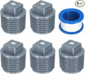 uxcell 5Pcs 1/2 Inch PT Male Thread PVC Pipe Fitting Plug, Cleanout Plugs, Water Drain End Caps Coupling Adapter with Tape for Water Heater Supply Lines, Plumbing, Gray