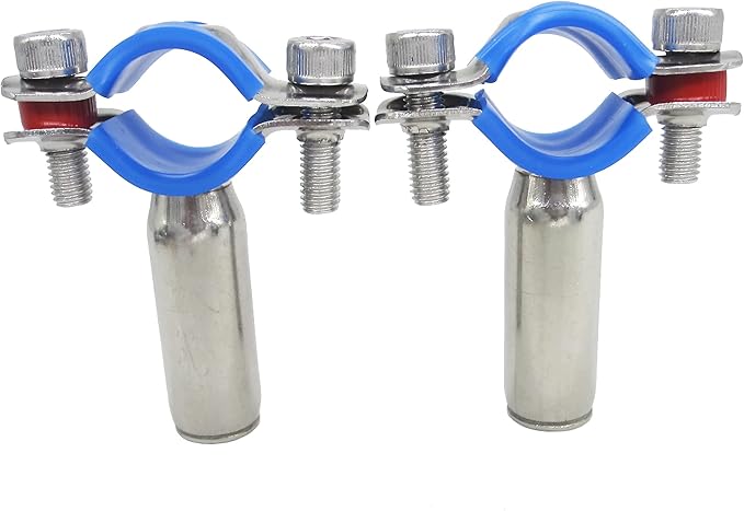 Stainless Steel Adjustable Pipe Clamp Bracket - Wall/Ceiling Mount Support for 3/4-Inch (25mm) Pipe, Heavy-Duty Rustproof Brackets with Screws, Female Type, Set of 2