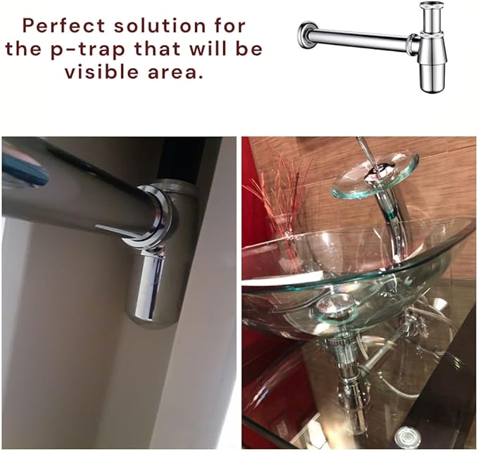 Classical Basin Bottle Trap Chrome Sink Bathroom Waste Pipe 1-1/4 inch Slip Inlet Drain Tube Kit