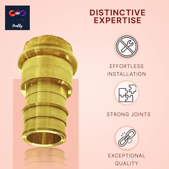 3/4 inch PEX Expansion Press Fitting 3/4-inch Crimp Coupling Brass Adapter For Copper and Pex Pipe Fittings Connection 3/4" (Pack of 10)
