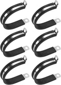 6-Pack Cable Clamps, 1-13/16 Inch/ 46 mm 304 Stainless Steel Rubber Cushioned Insulated Cable Clamp R Shape Metal Holder for Tube/Wire/Pipe/Loop Installation